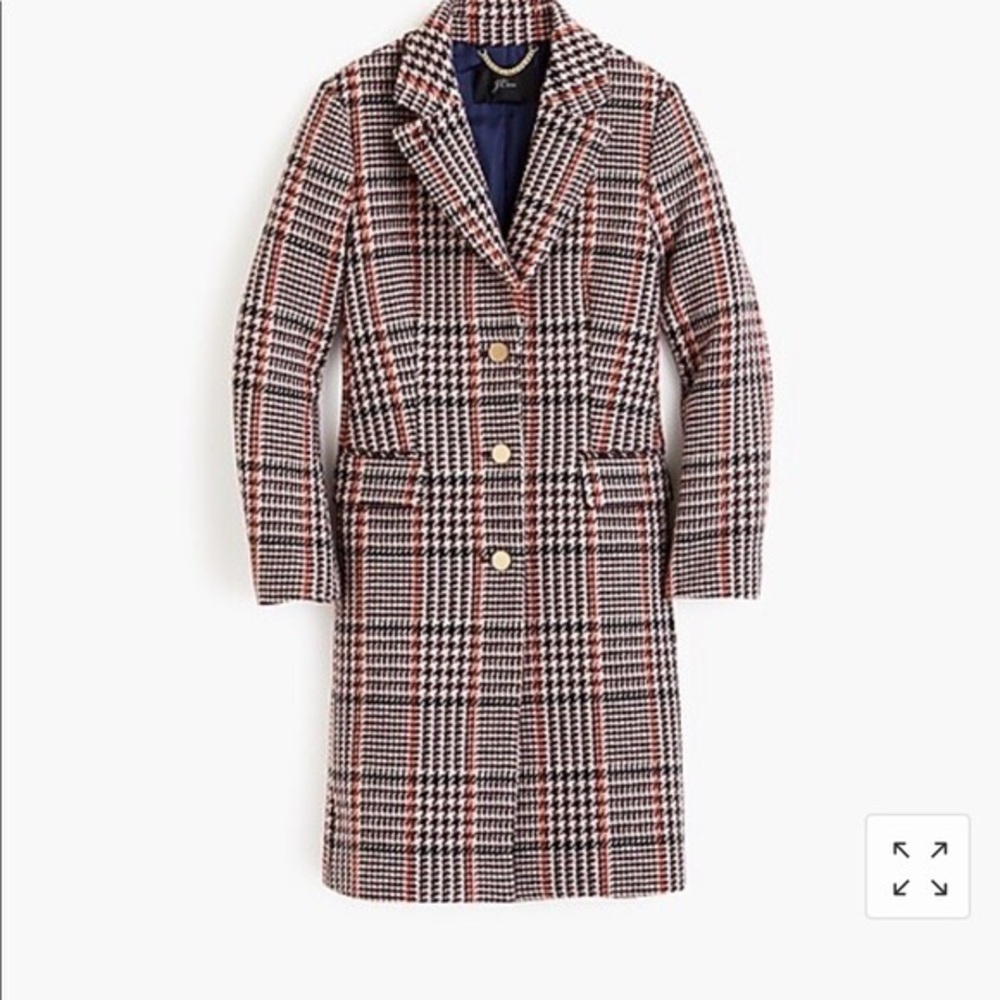 J Crew Single Breasted Topcoat Cabernet Plaid 10